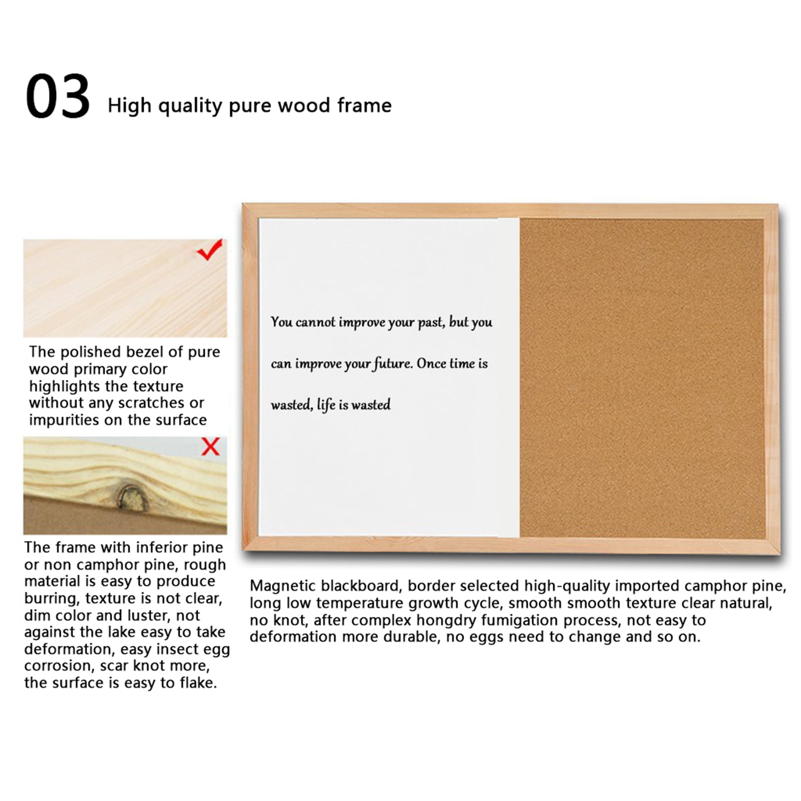LIANXUE Practical Wood Half Whiteboard Cork Board Magnetic Photo Board Hanging Wall Door