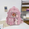 thumbnail image 3 of Mochila Mujer Moda Bolsos Escolares Lindos Nylon con Pin Colgante de Felpa Rosa, 3 of 4