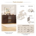 thumbnail image 5 of AHB Wine Bar Cabinet with Mini Fridge Space and Hidden Trash Storage, Coffee Bar Sideboard for Kitchen, Dining Room, 60.55"W x 19.69"D x 36.65"H, Coffee, 5 of 10