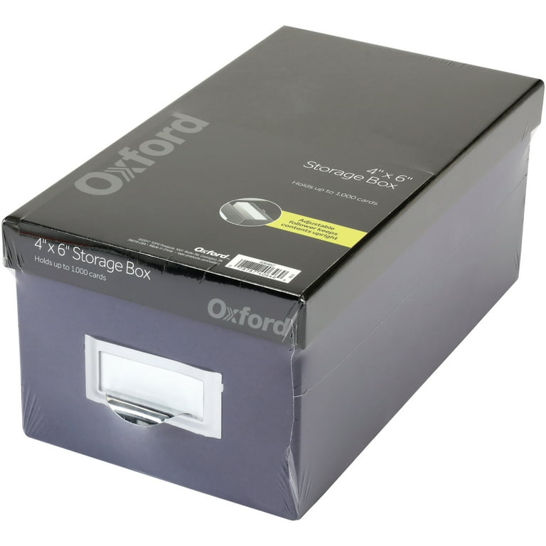 Index Card Storage Box, Holds 1,000 4 x 6 Cards, 6.5 x 11.5 x 5, Pressboard, Indigo/Black Index Card Storage Box, Holds 1,000 4 x 6 Cards, 6.5 x 11.5 x 5, Pressboard, Indigo/Black