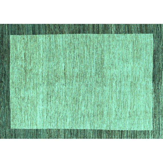 Ahgly Company Indoor Rectangle Abstract Turquoise Blue Modern Area Rugs, 6' x 9'