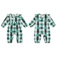 thumbnail image 3 of Gupgi 0-18M Infant Girls Checkered Romper Baby Ruffled Trim Long Sleeve Round Neck Fall Jumpsuits, 3 of 9