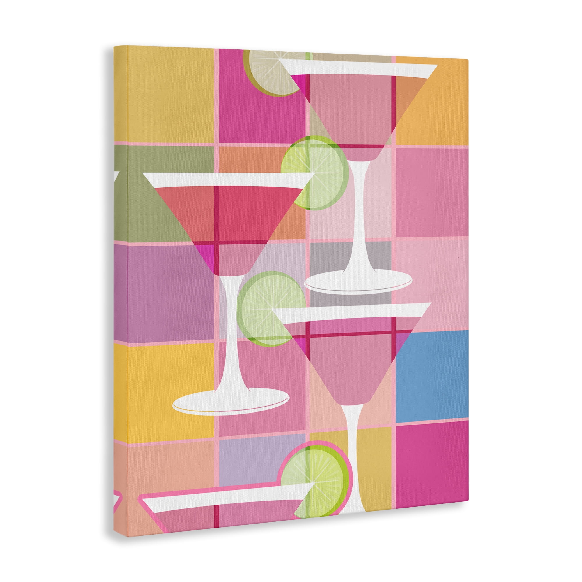 Stupell Industries Cocktail Squares Design Food & Beverage Painting Wrapped Canvas Art Print Wall Art, 36 x 48