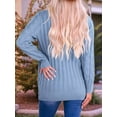 thumbnail image 5 of Women'S 2025 Fall Long Sleeve Cable Knit Sweater Open Front Cardigan Button Loose Outerwear Light Blue XXXL, 5 of 8