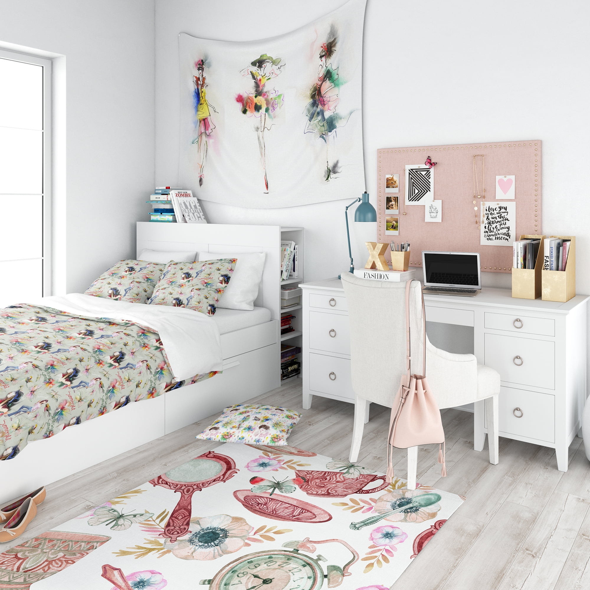 Designart 'Sweet Girl Summervibes' Casual Teen Duvet Cover Set