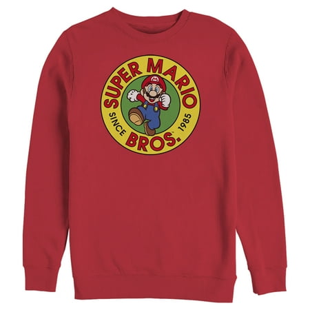 Men's Nintendo Super Mario Bros Since 1985 Badge Sweatshirt Red Medium