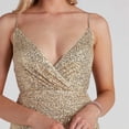 thumbnail image 4 of Wyzesi Cocktail Dresses Winter Long Sleeve Ladies' Solid Color Sequin Spaghetti Strap Deep V Neck Bodycon Dress, 4 of 9