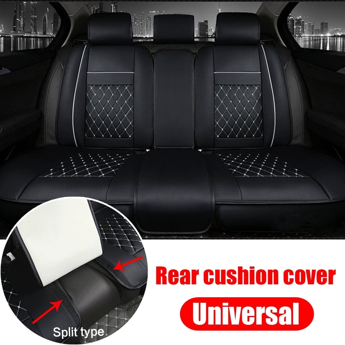 Universal Car seatcoverset Seat Cover PU Leather Rear Seats Bench