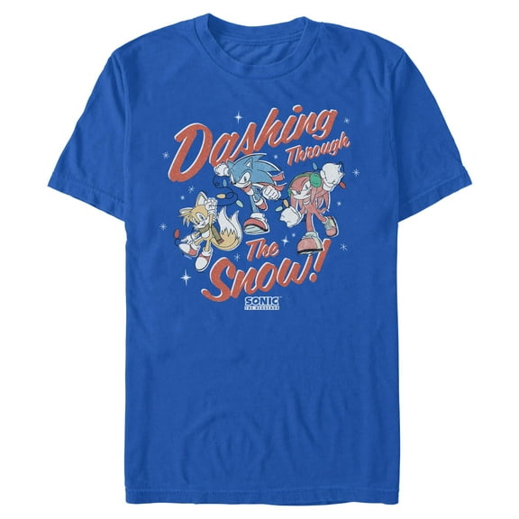 Mens Sonic the Hedgehog Dashing Through The Snow Friends T Shirt