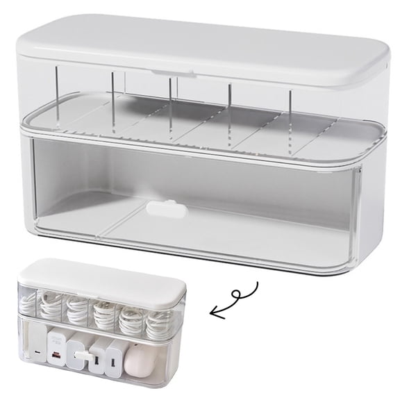 Bopika Charger Cable Cord Storage Organizer Box, 1 Pack with Lid, Neat Storage Solution Without Cable Ties