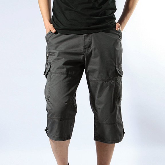 Muscularfit Outdoor Hiking Trousers Mens Casual Pants Baggy Cargo with Pockets Men's Pants Straight-Leg Gray Low Rise Active Fit Size XXL