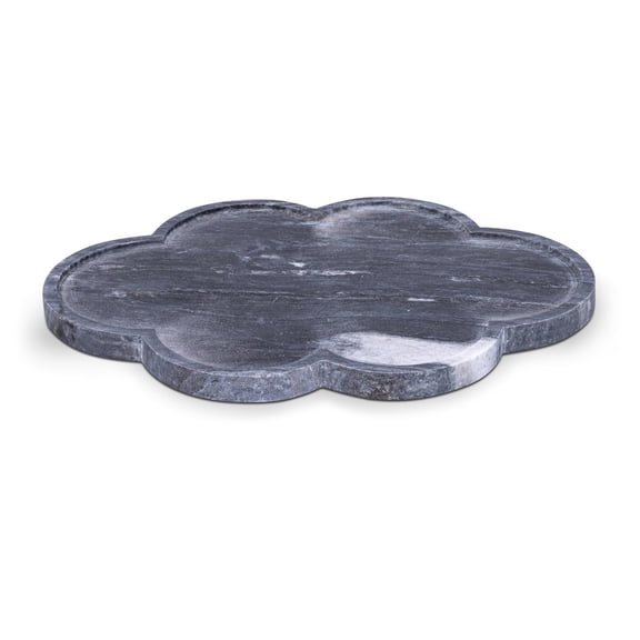 Meridina Furniture Rimini Black Clover Shaped Marble Tray