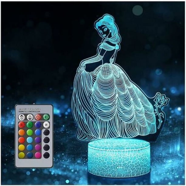 Lámpara LED de ilusión para decoración de dormitorio, luz nocturna de sirena 3D con batería o alimentación por USB, control remoto y táctil inteligente, regalos de sirena perfectos, segura y no