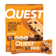Quest Protein Bar, Chocolate Peanut Butter Flavor, High Protein, Gluten Free, 2.12oz, 4 Count