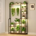 thumbnail image 7 of 71" Tall Indoor Plant Stand with Grow Light, 8-Tier Heavy Duty Metal Shelf for Multiple Plants, Space-Saving Flower Display Rack for Living Room, Patio, Garden, Walnut and Black Finish, 7 of 7