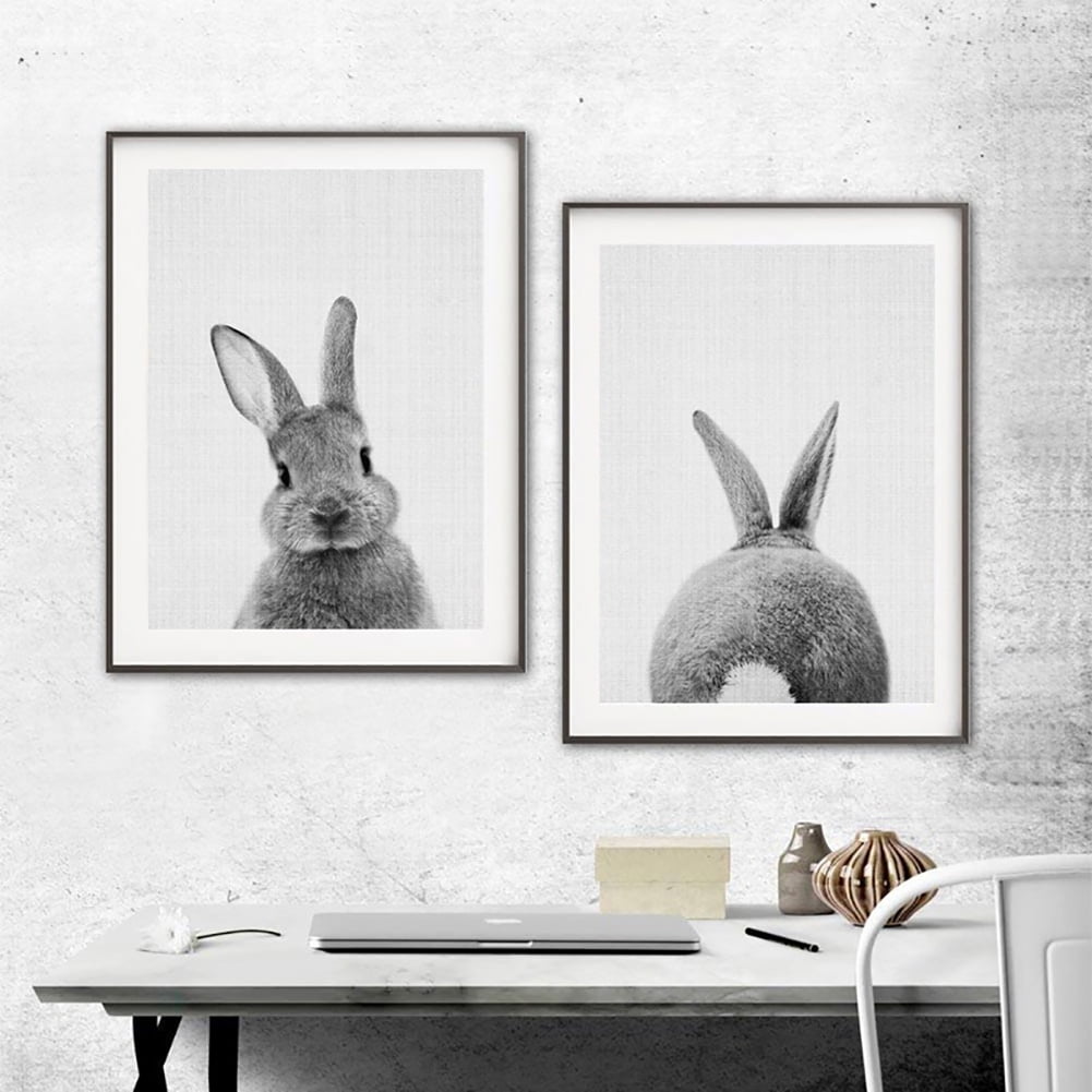 Nordic Rabbit Print Poster Wall Art Animal Painting Living Room Decor Latest 