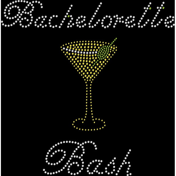 Rhinestone Bling Sparkle Iron On Transfer DIY Bachelorette Bash Martini Green