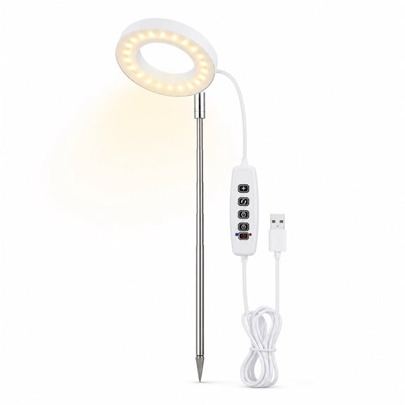 LED Grow Light for Indoor Plants, 10-Level Dimmable Plant Lamp with 3/9/12H Timer, Adjustable 6.525 in Height, 2M USB Cable, Warm White or Red Blue Light, 1/2/3 Head Options