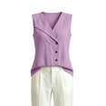 thumbnail image 3 of Womens Button Down Vest Womens Cotton Linen Summer Vest Summer Loose Fit Linen Vest Tops Lightweight Fashion Casual Womens Vest Purple S, 3 of 8