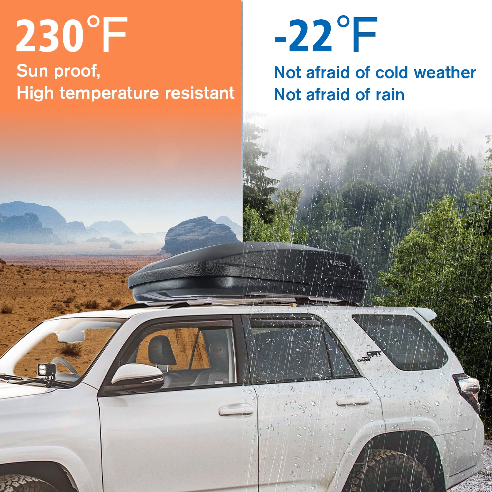 Heavy-Duty Rooftop Cargo Box, 3D Diamond Embossing Style Weather-Resistant Hard-Shell Roof Storage Box with Security Locks, 130 LBS Capacity, 13 Cubic Ft, 56" L x 30" W x 13.7" H, Black