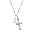 thumbnail image 2 of Delight Jewelry Silvertone Chihuahua Silhouette Heart I Set You Apart Engraved Cross Zoey Necklace, 28", 2 of 4