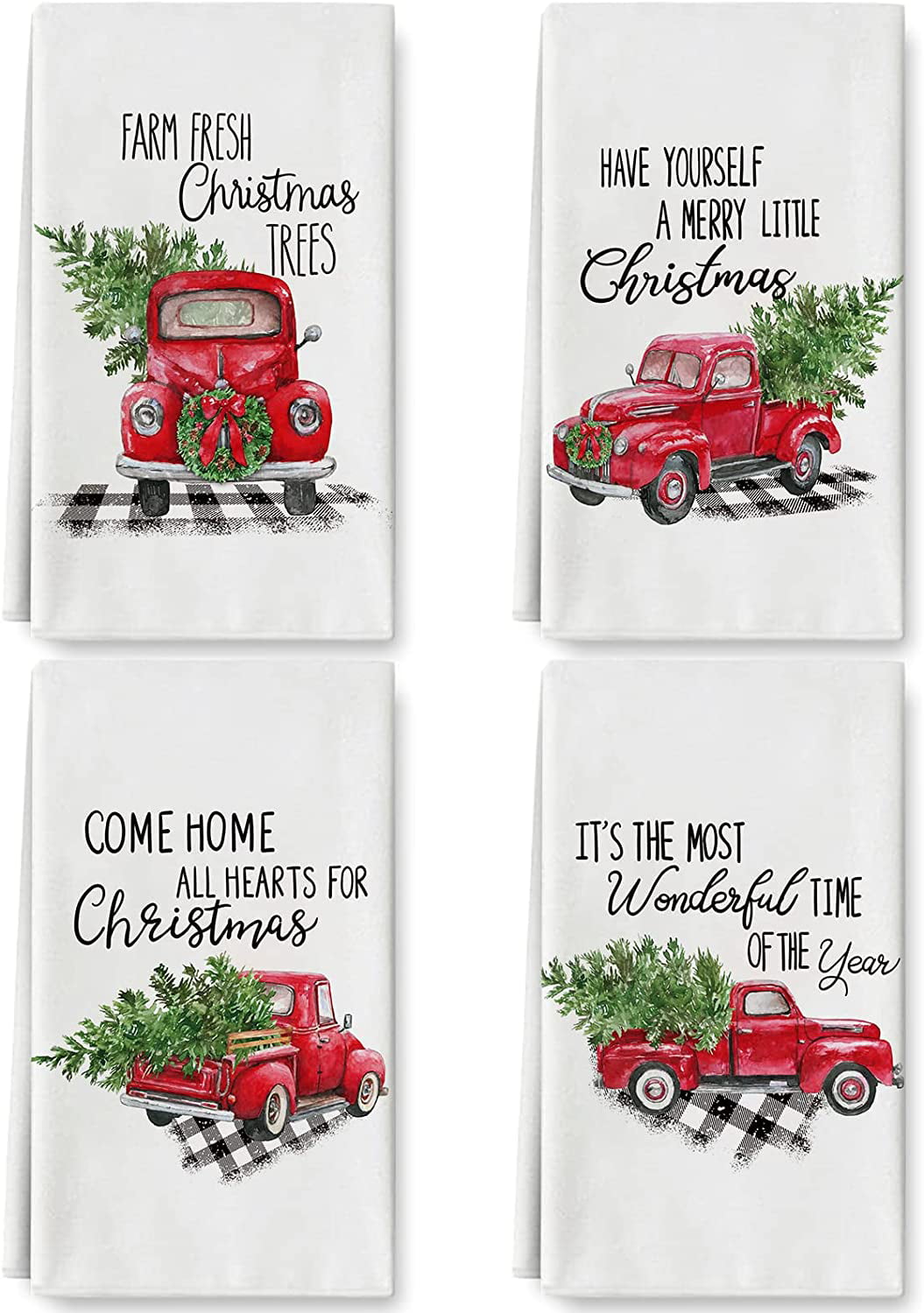 Red Buffalo Plaid Tea Towel, Eat Drink Be Merry Christmas Towel, Chris –  614VinylLLC