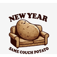 thumbnail image 2 of New Year Same Couch Potato Adult White Crew Neck Short Sleeve Tee-XXL, 2 of 4
