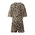 thumbnail image 4 of MEZZALL Women 2 Piece Leopard Print Pajama Short Sleeve Tops With Side Slit Shorts Comfy Sleepwear Nightwear Breathable Pjs, 4 of 5