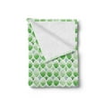 thumbnail image 2 of Quatrefoil Soft Flannel Fleece Throw Blanket, Clovers Moroccan Design in Watercolor Style Art Luck Theme, Cozy Plush for Indoor and Outdoor Use, 70" x 90", White Green, by Ambesonne, 2 of 5