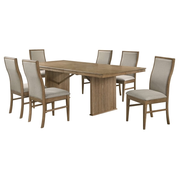 Coaster Adina 7-Piece Extension Dining Set, Distressed Light Brown