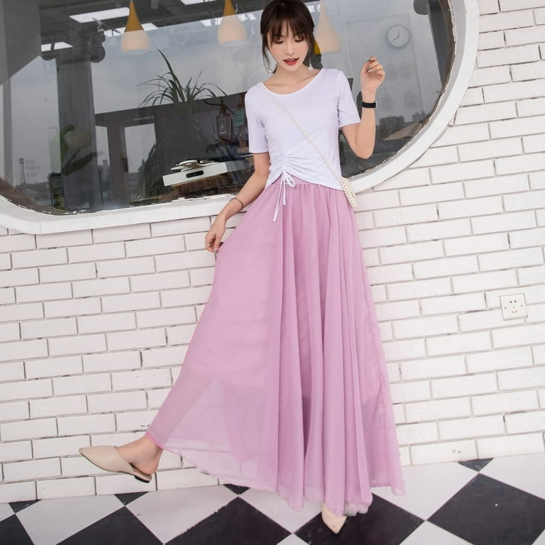 Cathalem Women's Skirts Long Women's Elastic Waist Maxi