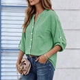 thumbnail image 5 of Warop Button Down Shirts for Women 3/4 Sleeve Striped Tops V-Neck Business Casual Shirt with Pocket and Roll-Tab Sleeves, 5 of 8