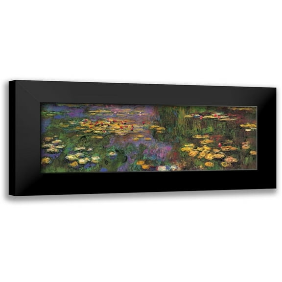 Monet, Claude 14x7 Black Modern Framed Museum Art Print Titled - Water Lilies
