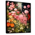 thumbnail image 2 of Designart "Enigmatic Pink and Green Garden Flowers IV" Abstract Framed Wall Art - Modern Pink Tachisme Living Room Framed Canvas Art, 2 of 6