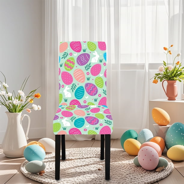 Easter Dining Chair Covers Chair Back Covers Removable Washable Chair Protectors For Easter Home Kitchen