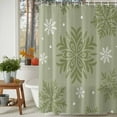 thumbnail image 3 of Shower Curtain 72"W x 96"L Winter Christmas Snowflake Green Art Fabric Shower Curtains Set with Hooks Water Repellent Bathroom Curtains Machine Washable Bathroom Accessories, 3 of 9