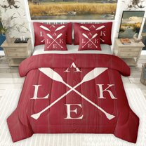 Homewish Vintage Paddle Bedding Comforter Set 7-Piece for Kids Children Teens,Retro Rustic Cottage King Bedding Sets,Lake House Ultra Soft Bed Sheets,Ultra Soft Home Decor,Reversible