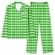 thumbnail image 5 of Pijama informal de manga larga con estampado para mujer, traje de pijama con solapa holgada y bolsillo con botones, top y pantalones de poliéster., 5 of 7