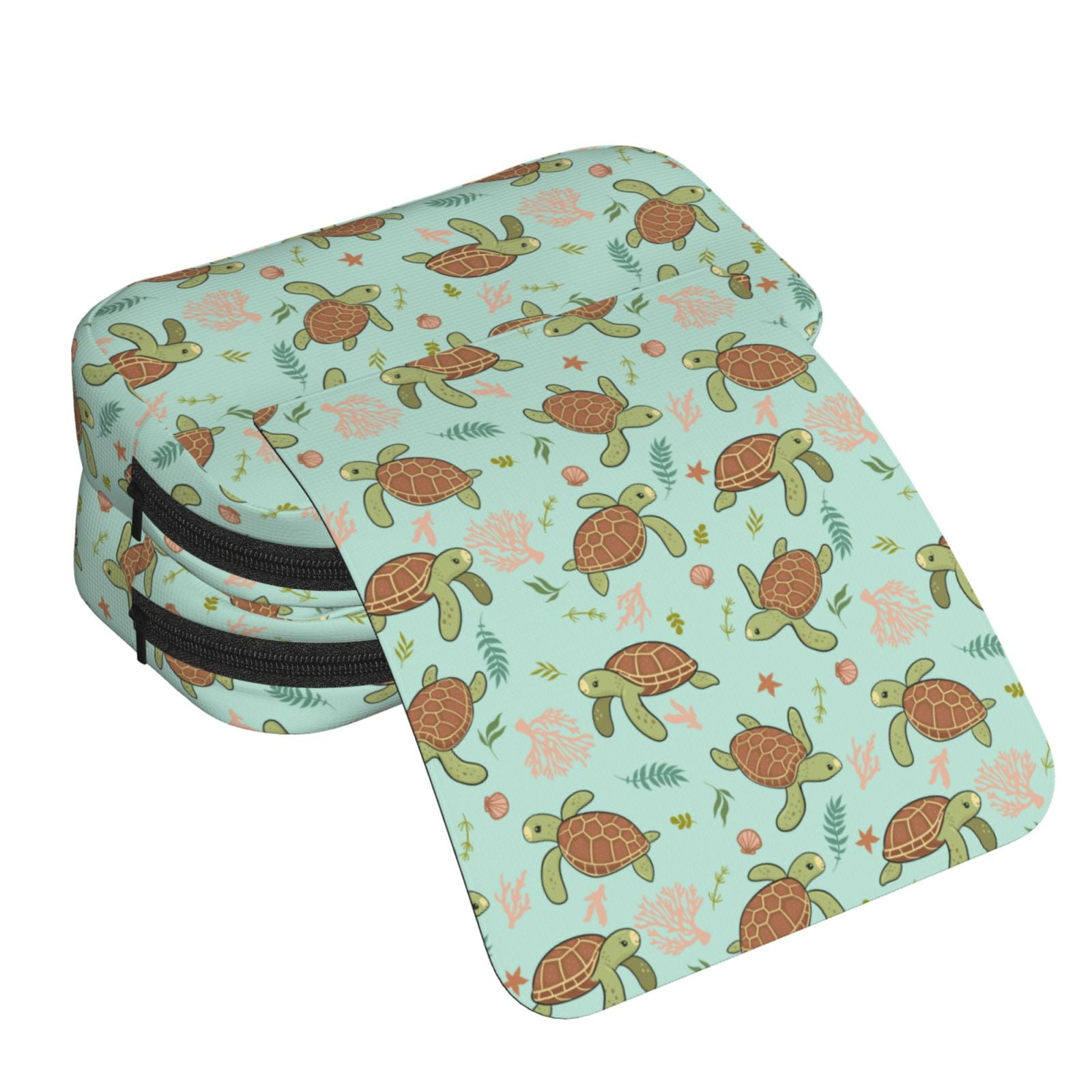 Rateoe Cute Sea Turtles Pattern Double Clamshell Pen Case, Storage Organizer with Two Zipper Compartments– Holds Up to 50 Pencils & Pens