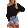 thumbnail image 4 of Fesfesfes 2022 Fall And Winter Sweater Women's Solid Color Sweater Casual Loose Blouse Tops Tops on, 4 of 8