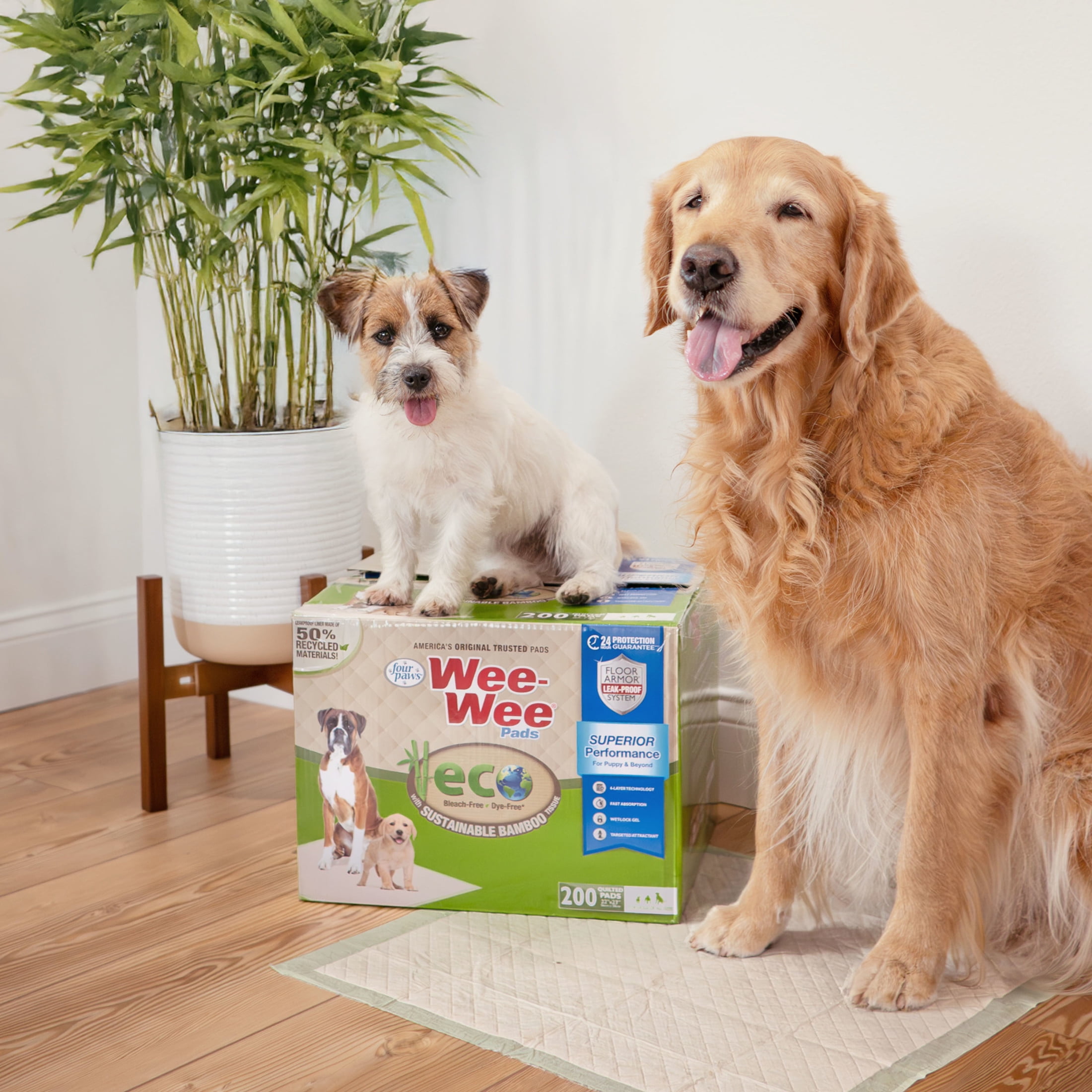 Four Paws Wee-Wee Superior Performance Eco Bamboo Dog Pee Pads 22" x 23" (100 Count)