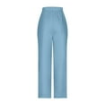 thumbnail image 4 of Womens Stretchy High Waisted Straight Suit Pants Solid Color Casual Loose Wide Leg Pull On Pants Trousers for Work, 4 of 7