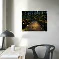 thumbnail image 3 of Nawypu Large Wooden Framed Canvas Wall Art Fireflies flying over a wooden bridge Canvas Prints Painting Artwork for Home Decoration Living Room Bedroom Ready to Hang, 3 of 4