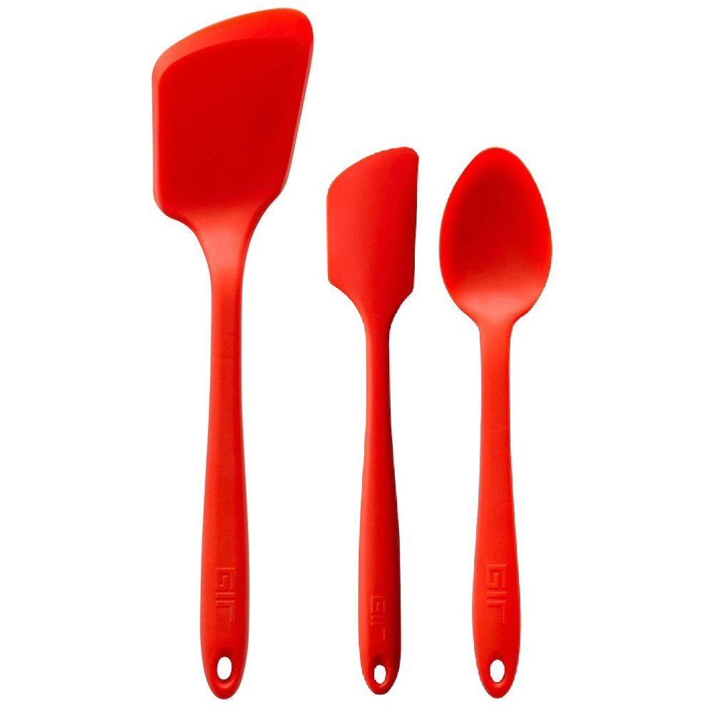 GIR Get It Right All Silicone Mini Spoon, Spatula & Flipper 3pc Set Red