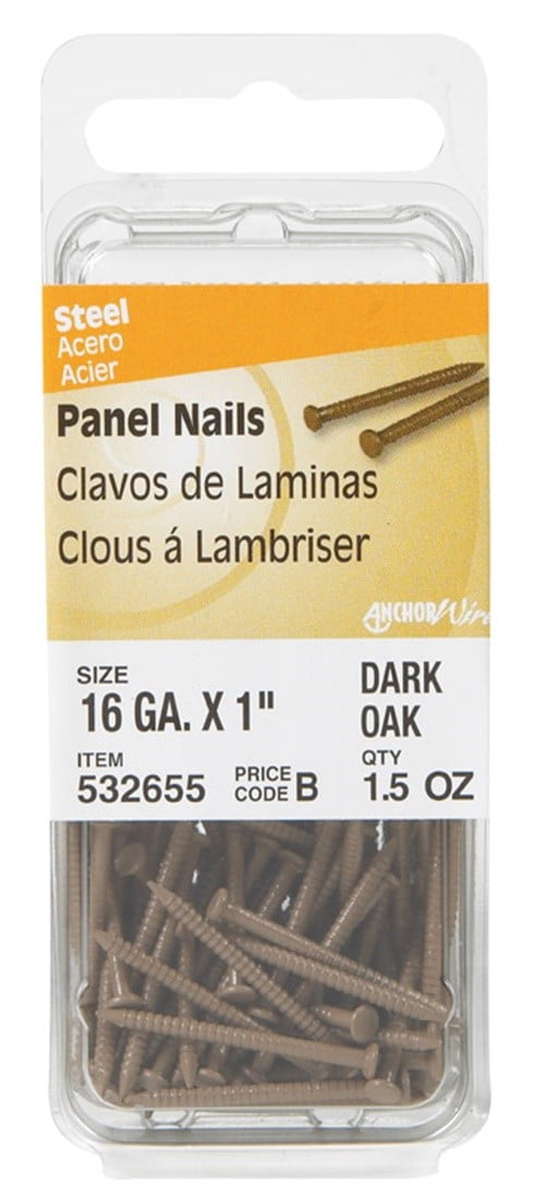 Hillman 532655 1.5 oz Panel Nails Dark Oak 1 in. pack of 6