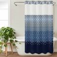 thumbnail image 3 of Blue Grey Ombre Geometric No Hook Shower Curtain Waterproof, Bathroom Curtains with Snap in Liners and See Through Top Window, Modern Abstract Art Hotel Style Bathtub Curtains Shower 54"Wx78"L, 3 of 8