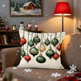 thumbnail image 6 of Christmas Pillow Cover, Santa Claus with Wreath String Lights Printed Linen Throw Cushion Case for Sofa Bed Holiday Decor(D), 6 of 6