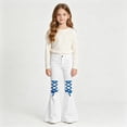 thumbnail image 2 of SGMVNU Girls Flared Pants High Waist Bell Bottom School Uniforms Pants Stretch Casual Trousers with Pockets, Size 9-10 Years, White, 2 of 4