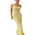 thumbnail image 2 of Femmes Bretelles Spaghetti Maxi Robe Bodycon Dos Nu Longue Robe Cami Robes Sans Manches, 2 of 5