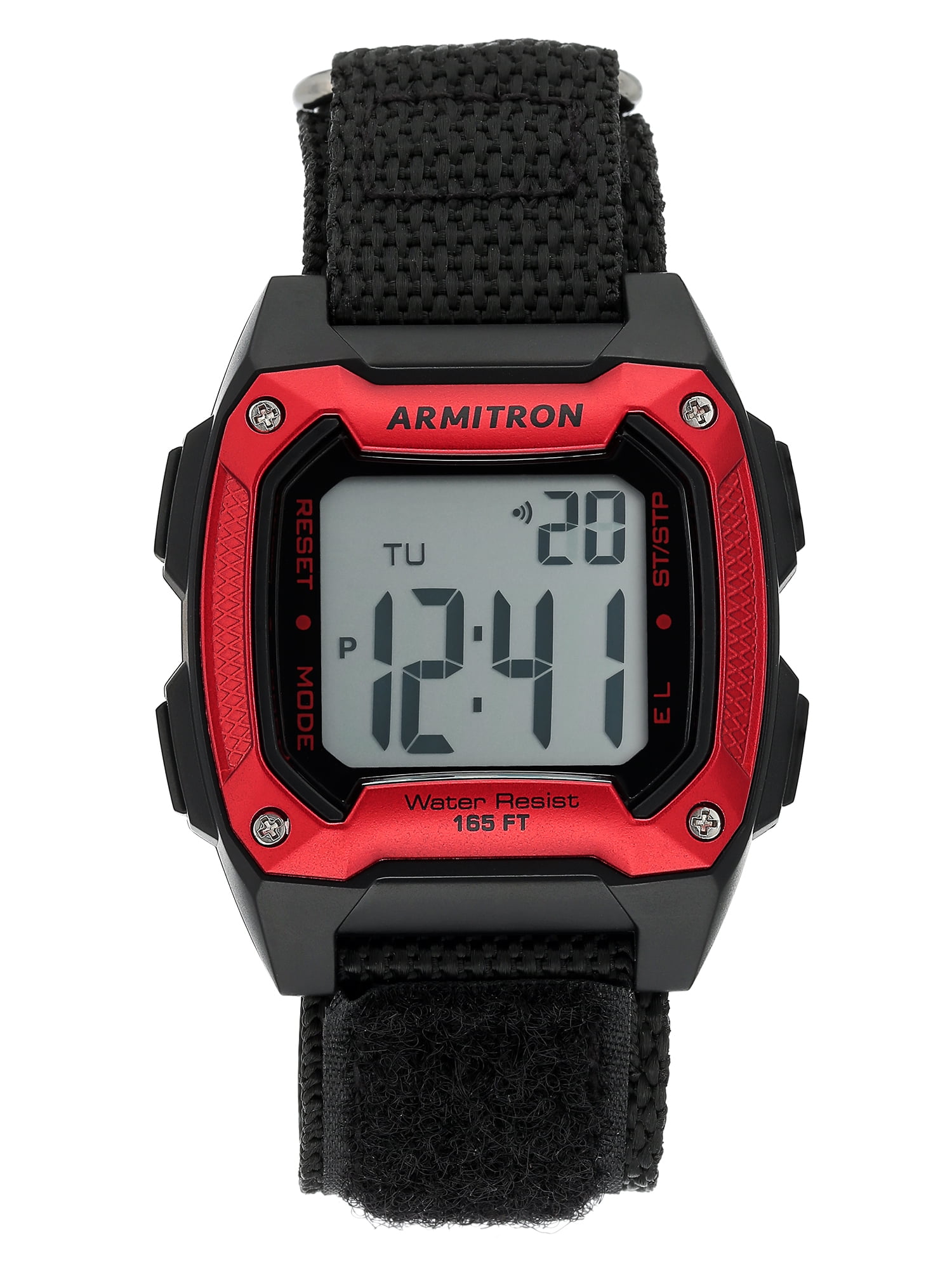 Armitron - Armitron Unisex Sport Watch with Red Square Dial and Black Velcro Band - Walmart.com